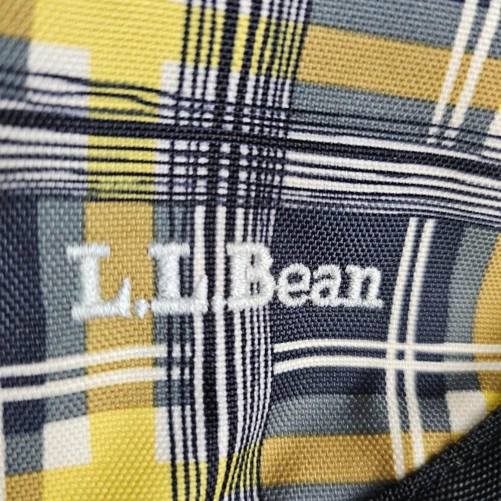 LL Bean Messenger Bag Large Yellow Plaid Crossbody Laptop Satchel Utility